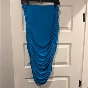 Express Vibrant Blue Ruched Pencil Skirt